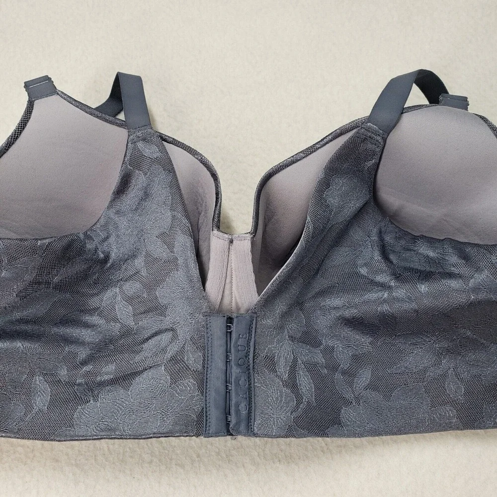 Cacique Bra Womens 42DDD Lightly Lined Balconette Back Smoothing Lace Blue